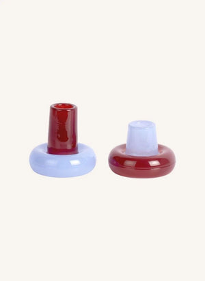 Present Time - Firenze Glass Candle Holders - Set of 2 | Red