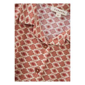 Caramel - Geometric Bamboo Shirt | Brick Red
