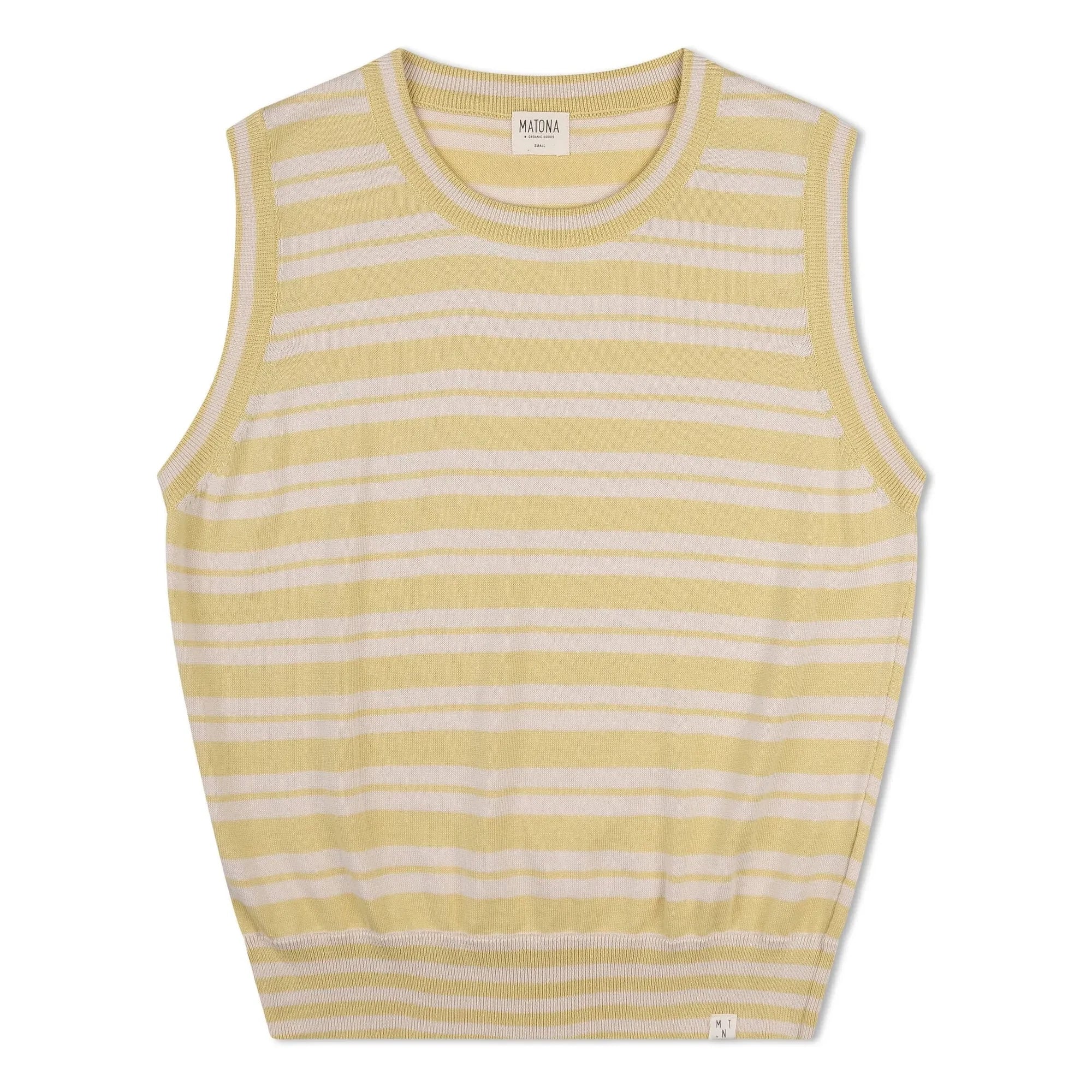 Matona - Organic Cotton Striped Thin Knit Tank Top | Pale Yellow