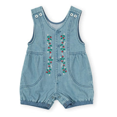 Goldie + Ace - Strawberry Short Romper Chambray | Blue