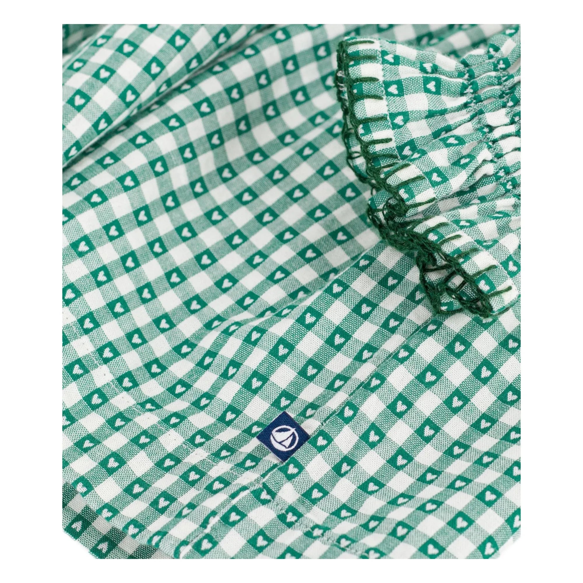 Petit Bateau - Organic Cotton Poplin Checked Wide Dress | Green