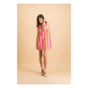 Elise Chalmin - Jane Cotton Striped Dress | Red