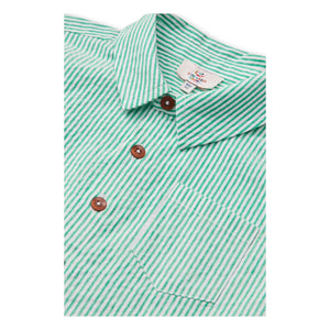 Copenhagen Colors - Striped Short Sleeve Shirt Seersucker Organic Cotton | Turquoise