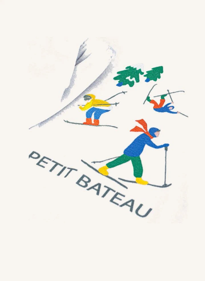Petit Bateau - Velvet Organic Cotton Ski Pajamas | Grey blue