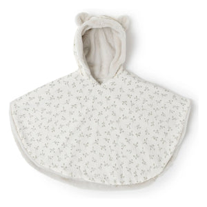 Baby Shower - Olive Bloom Polar Fleece Poncho | Ivory