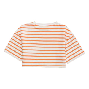 Maison Mangostan - Striped Crop T-Shirt | Orange