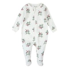 Petit Lem - Goosefoot Footed Organic Cotton Pajamas | White