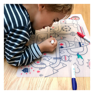 Superpetit - 5-Pen and City Adventure Wristband with Table Coloring Set
