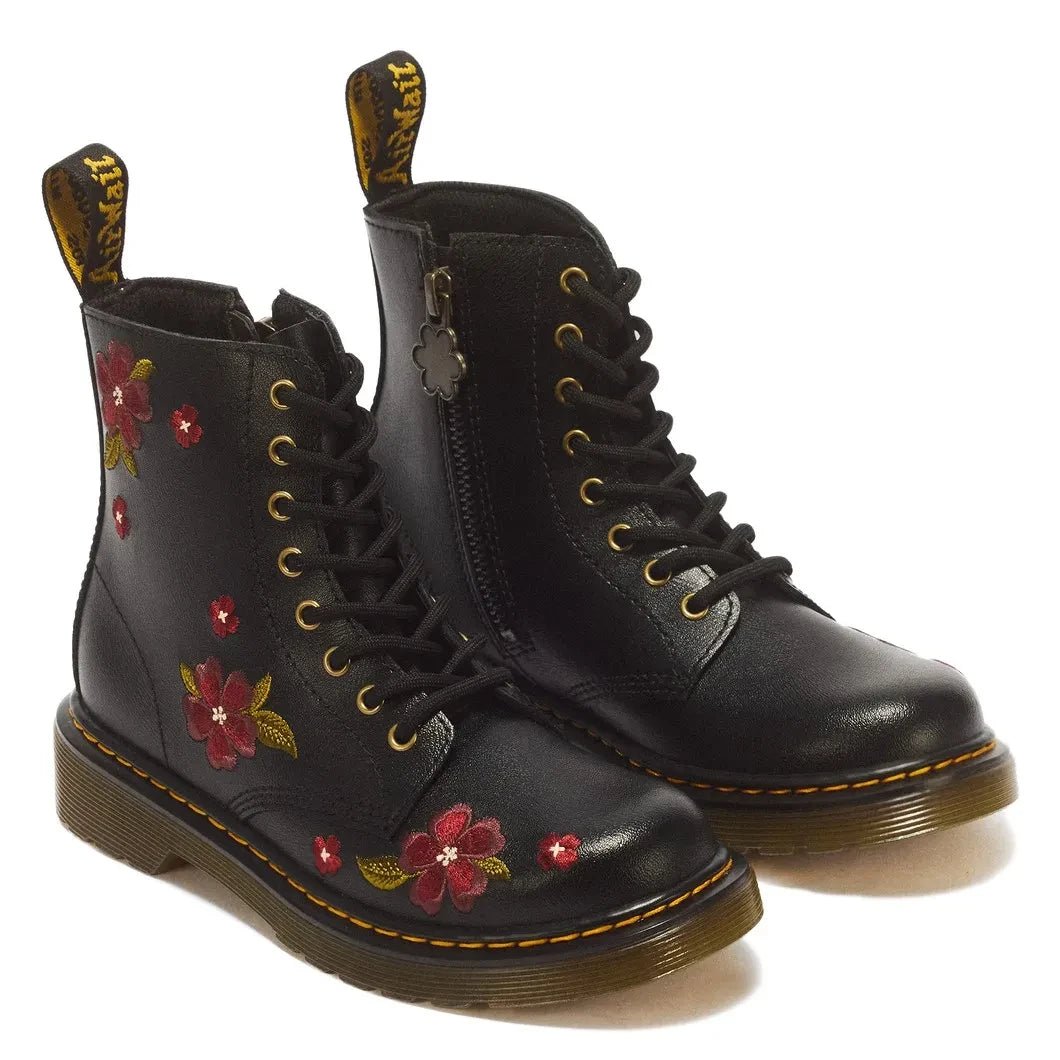 Dr Martens - 1460 J Lace-Up Floral Boots | Black