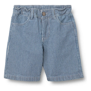 Wheat - Striped Christian Denim Bermuda Shorts Organic Cotton | Blue