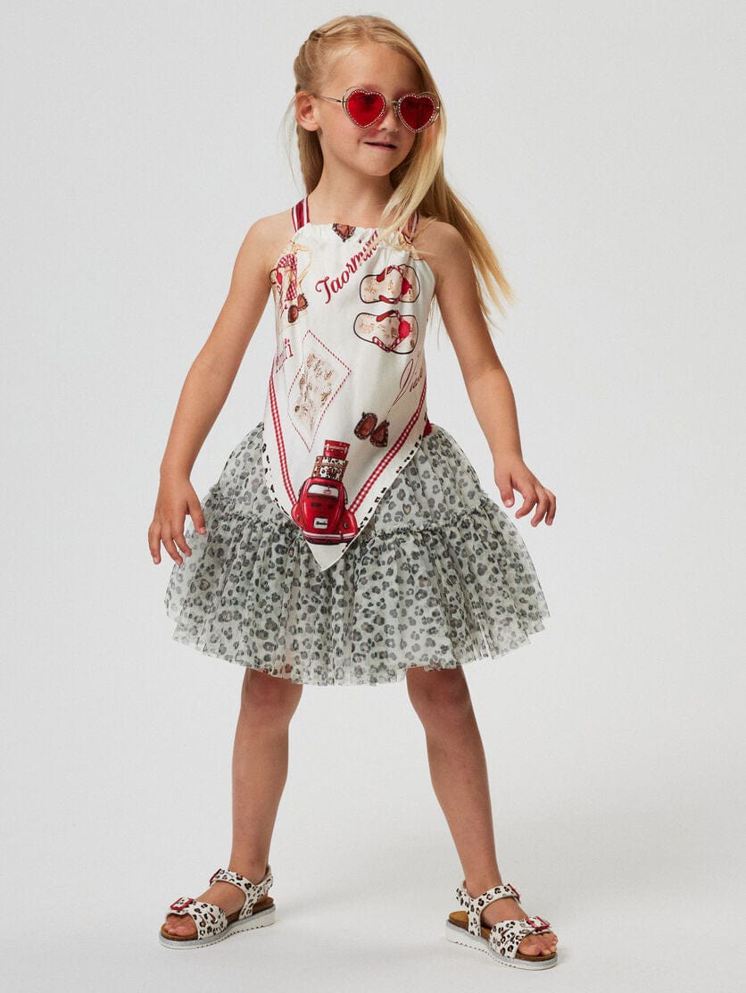 Monnalisa Girls Leopard Tulle Tutu in Beige