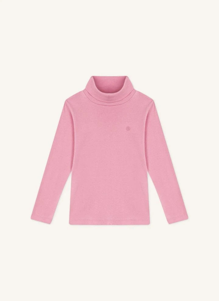 Petit Bateau - Organic cotton turtleneck with logo | Pink