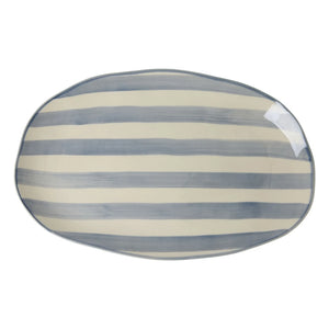Rice - Striped Ceramic Plate | Blue