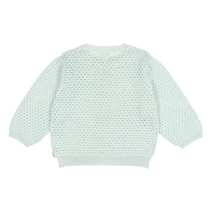 Búho - 3/4 Sleeve Pointelle Organic Cotton Cardigan | Mint Green