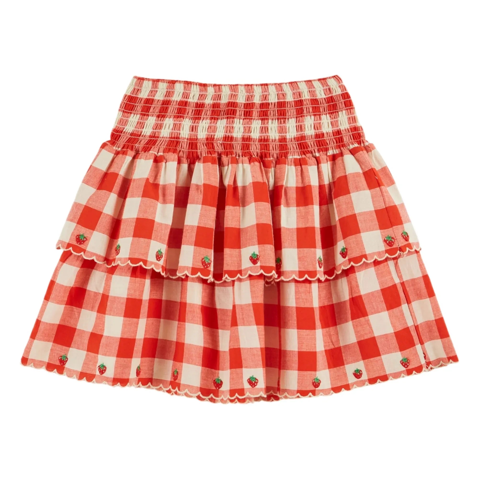 Emile et Ida - Embroidered Skirt Organic Cotton Tiles | Red