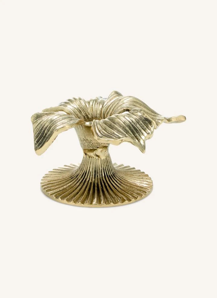 Doing Goods - Hailey Hibiscus Small Brass Candleholder | Gold