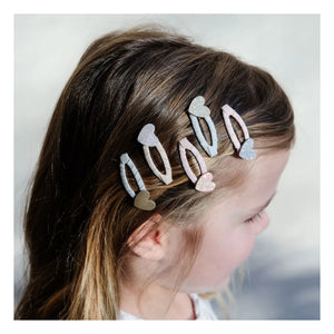 Mimi & Lula - Set of 5 Mini Glitter Heart Hair Clips | Pink