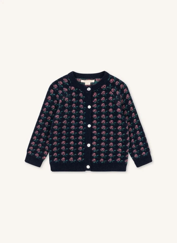 Konges Sløjd - Belou Çiçek Desenli Yün Hırka | Lacivert