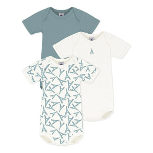 Petit Bateau - 3'lü Eiffel Kulesi Organik Pamuk Body | Yeşil