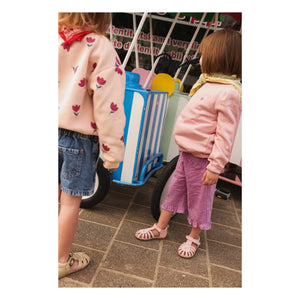 Lazare - Colette Fleur Suede Embroidered Sandals | Powder Pink