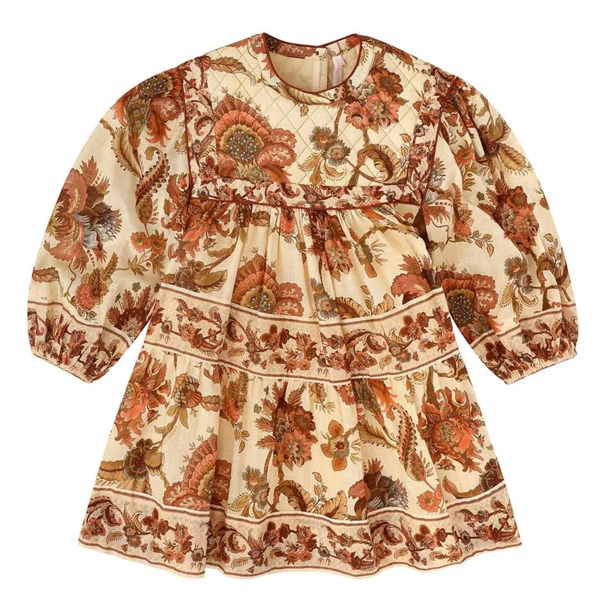 Zimmermann - Organic Cotton Floral Print Long-Sleeved Dress | Orange