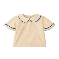 THE LiTTLE POETS - Florbela Carreaux Claudine Collar Embroidered Blouse | Pale Yellow