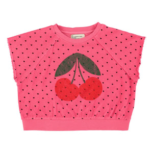 Piupiuchick - Cherry Organic Cotton Sleeveless Sweatshirt | Fuchsia