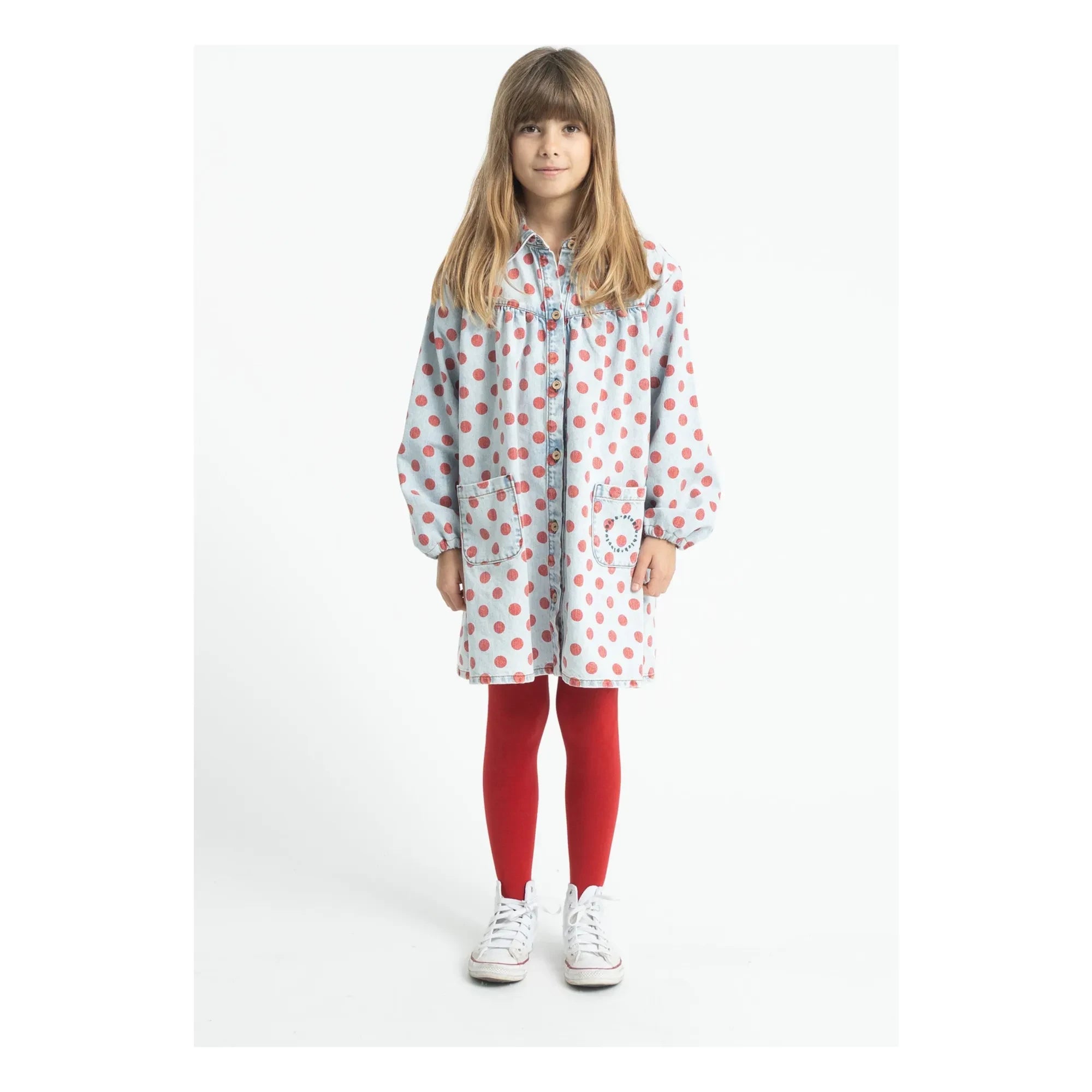 Piupiuchick - Pois Denim Dress | Light Blue