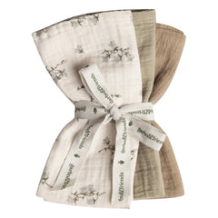 garbo&friends - Cotton Muslin Swaddle Bluebell - Set of 3 | Cream