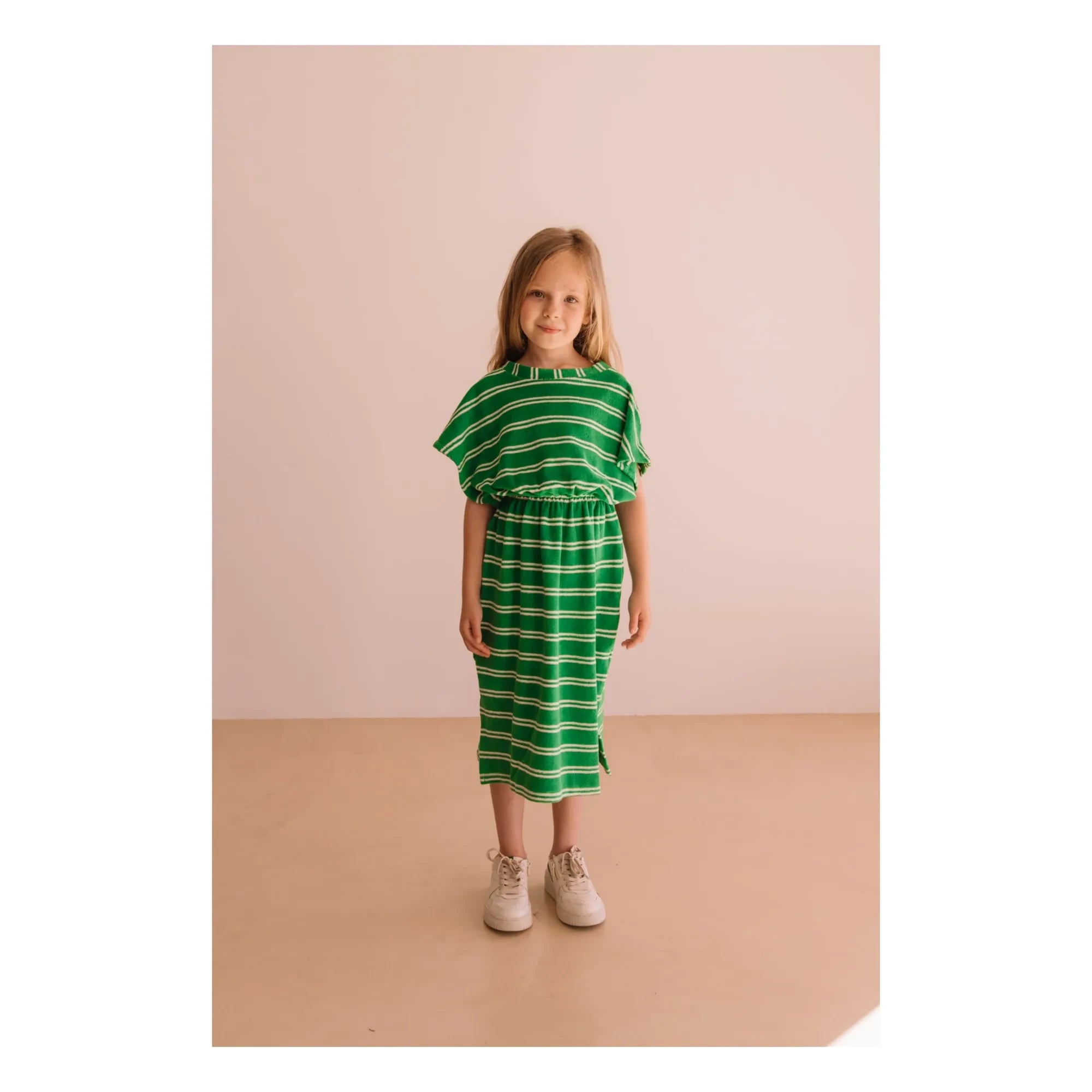 We Are Kids - Green Striped Organic Cotton Terry Dress