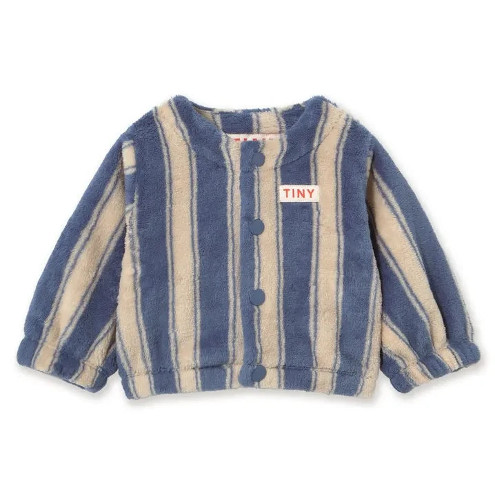 Tinycottons - Striped Fleece Jacket | Petrol Blue