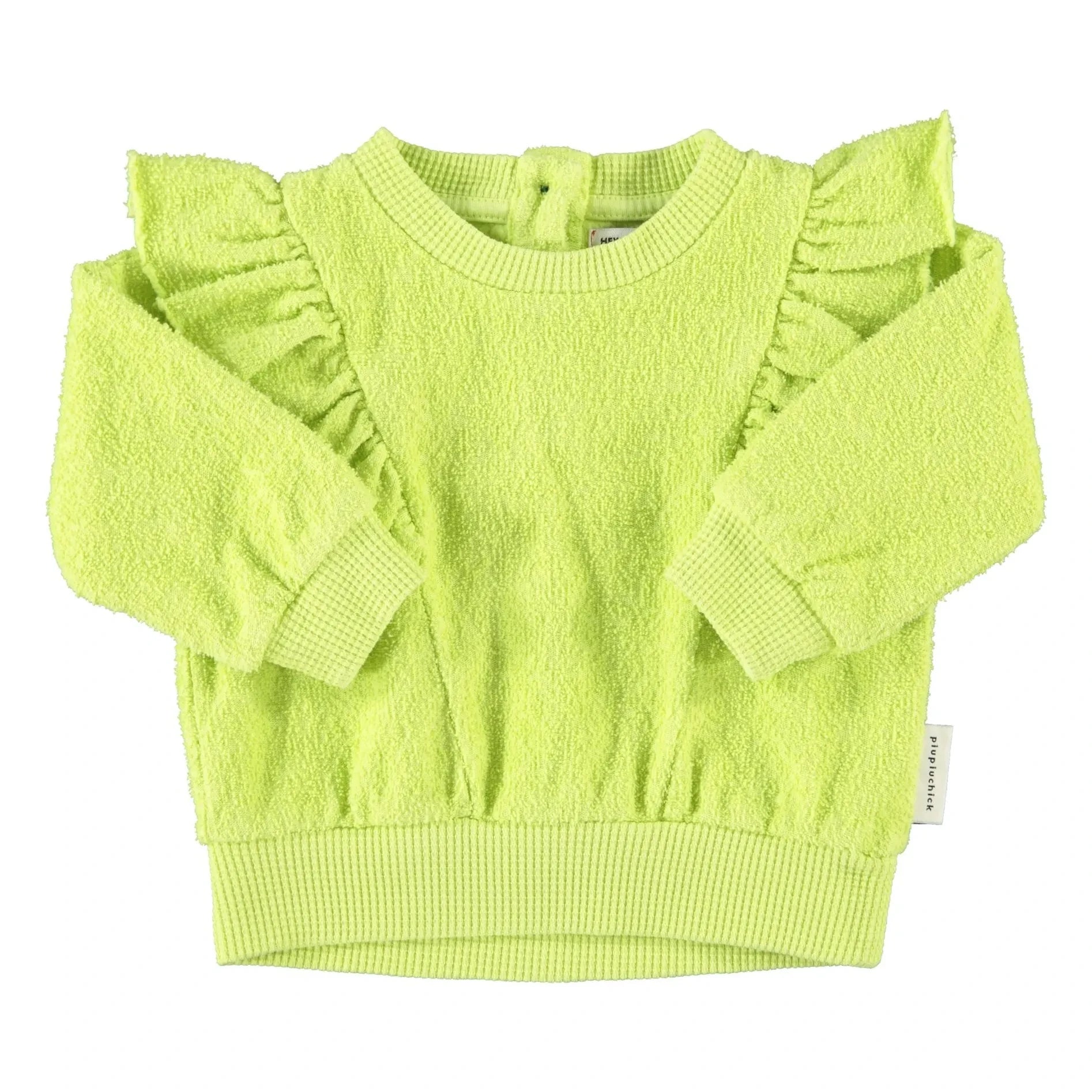 Piupiuchick - Fluorescent Yellow | Organic Cotton Terry Ruffled Sweatshirt