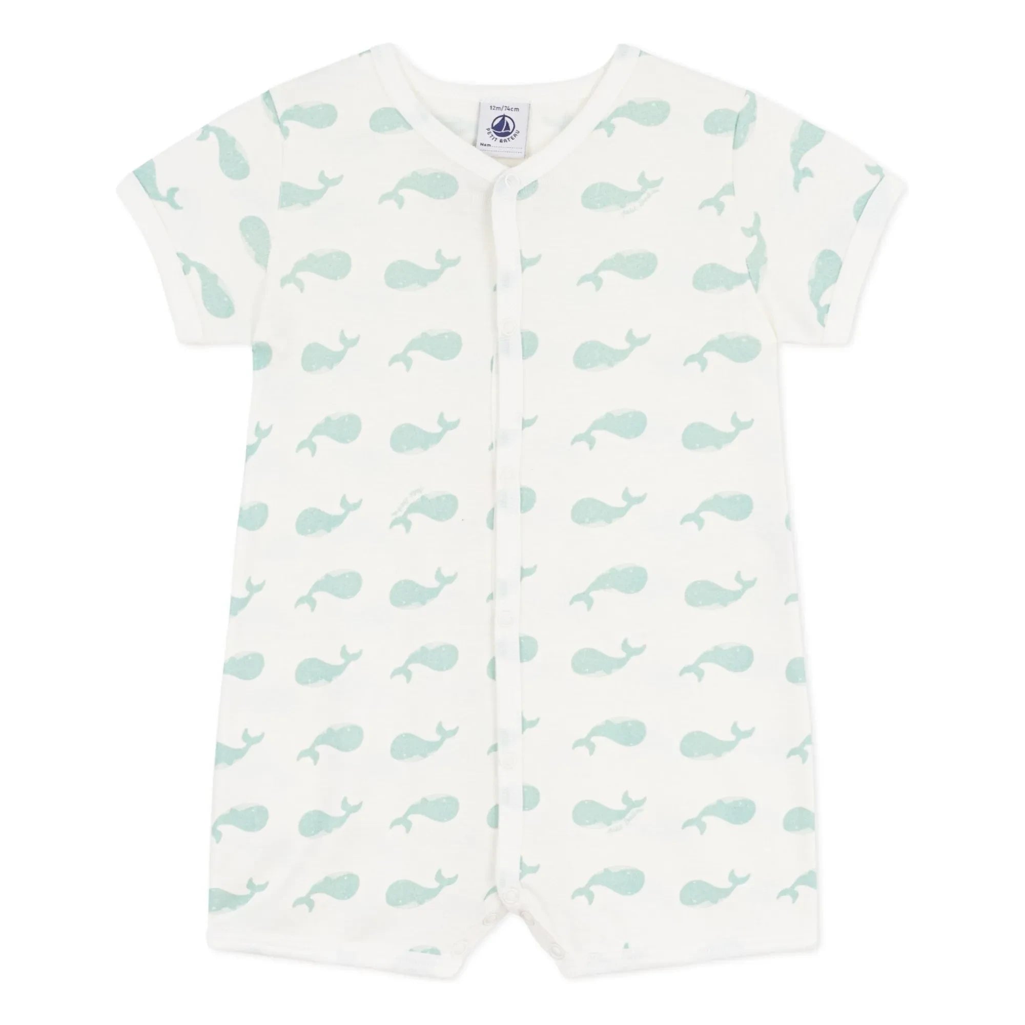Petit Bateau - Whale Romper Pajamas | White