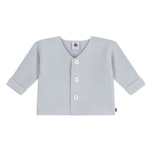 Petit Bateau - Organic Cotton Fine Knit Cardigan | Light Gray