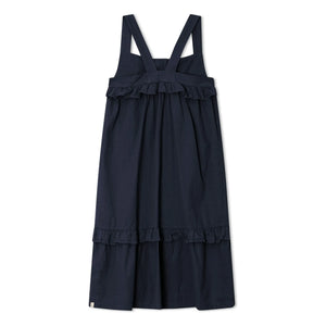 Matona - Mi-Long Ruffle Dress Organic Cotton | Navy Blue