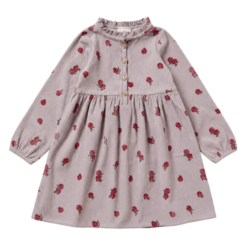 Studio Bohème - Vermont Pomegranate Dress, Ribbed Velvet, Organic Cotton | Earth Brown