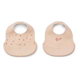 Liewood - Ember Silicone Bibs - 2-Pack | Mini Butterfly/Apple Blossom