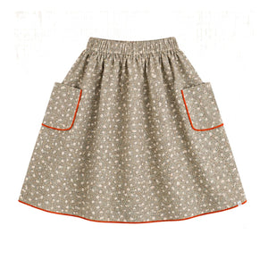 THE LiTTLE POETS - Amália Nature embroidered skirt | Khaki brown