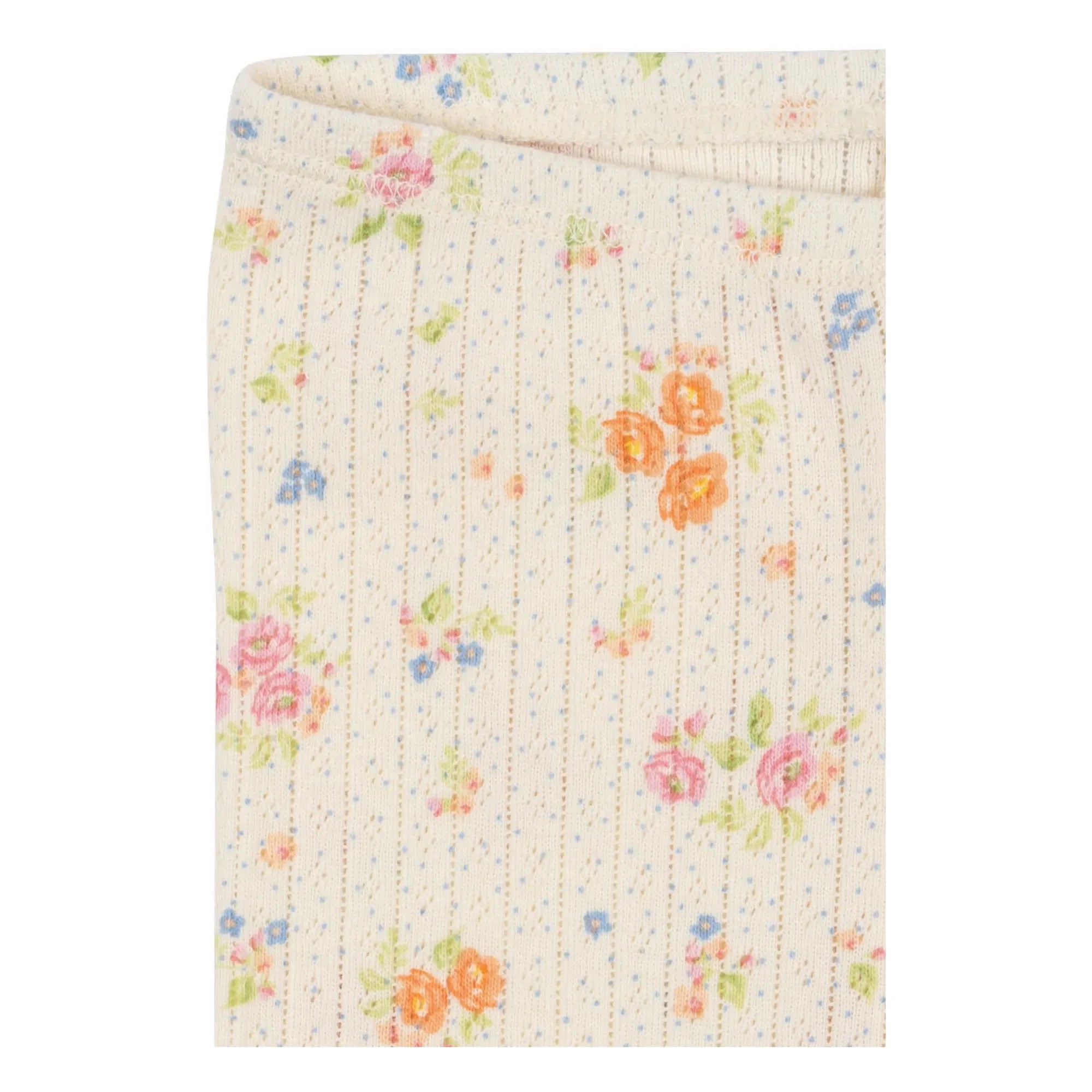 Konges Sløjd - Minnie Floral Ribbed Leggings Organic Cotton | Ecru