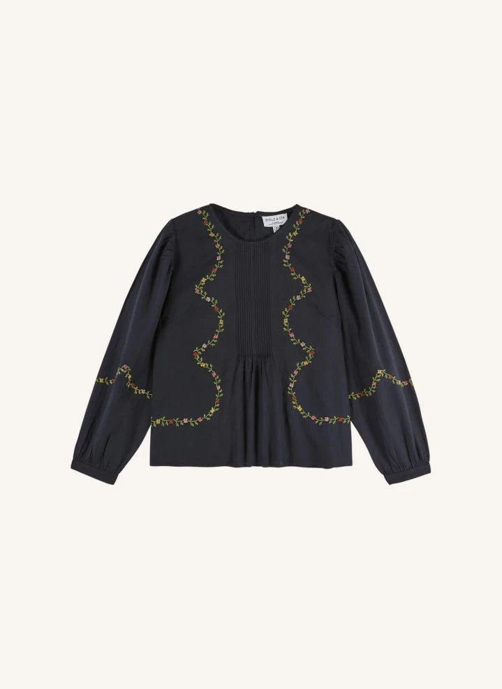 Emile et Ida - Estelle Point de Croix blouse | Carbon