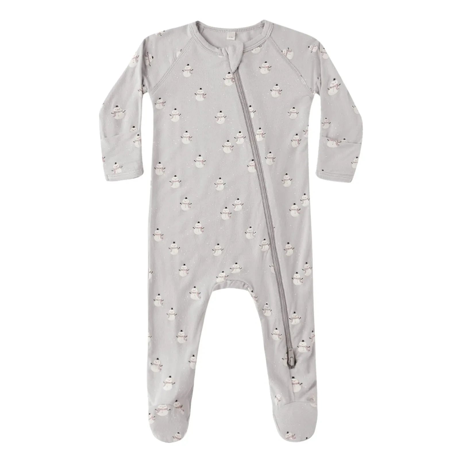 Quincy Mae - Snowman Patterned Footed Romper | Gray