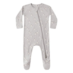 Quincy Mae - Snowman Patterned Footed Romper | Gray