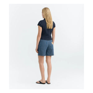 Thinking Mu - Luisa Striped Organic Cotton Shorts | Gray Blue