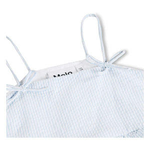Molo - Striped Chelsea Ruffle Dress Organic cotton | Light blue