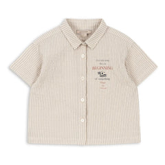 Konges Sløjd - Elliot Striped Seersucker Organic Cotton Shirt | Beige