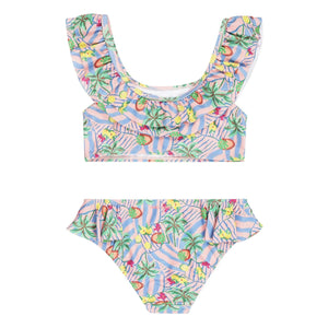 Tumble N'Dry - Bahia Palm Flounce Swimsuit Recycled Fibres | Light blue