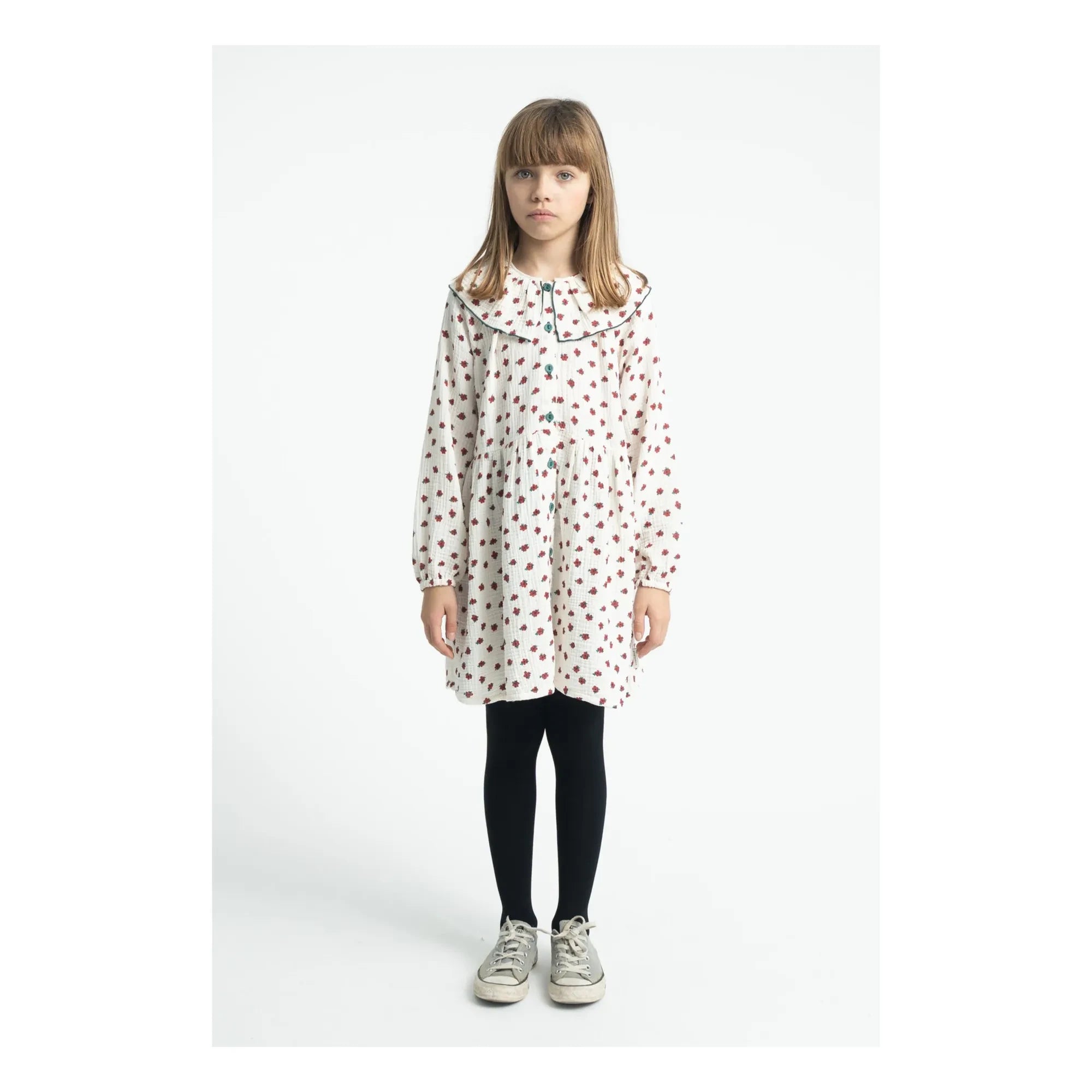 Piupiuchick - Organic Cotton Floral Dress | Ecru
