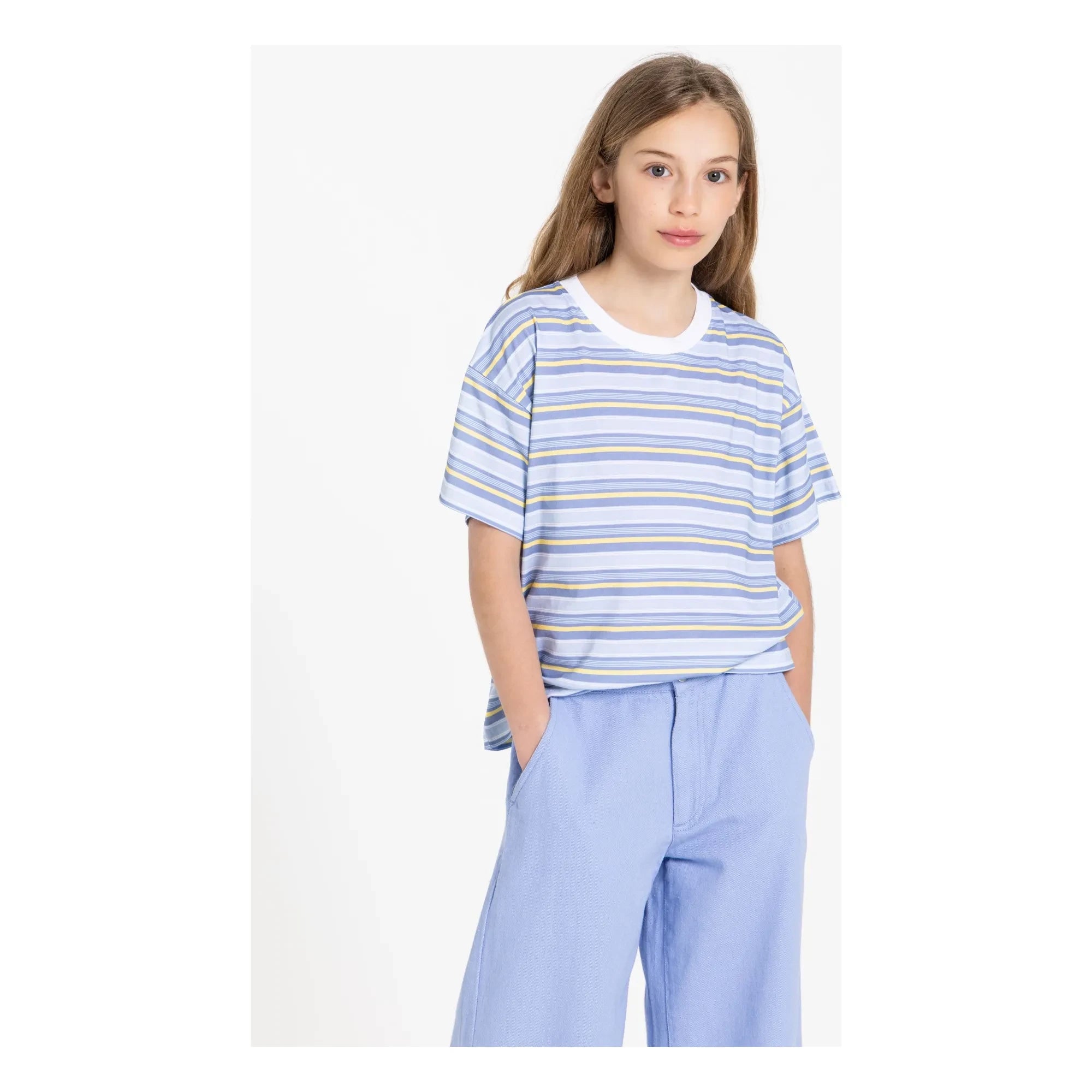 Smallable Kid - Liv striped organic cotton T-shirt | Light blue