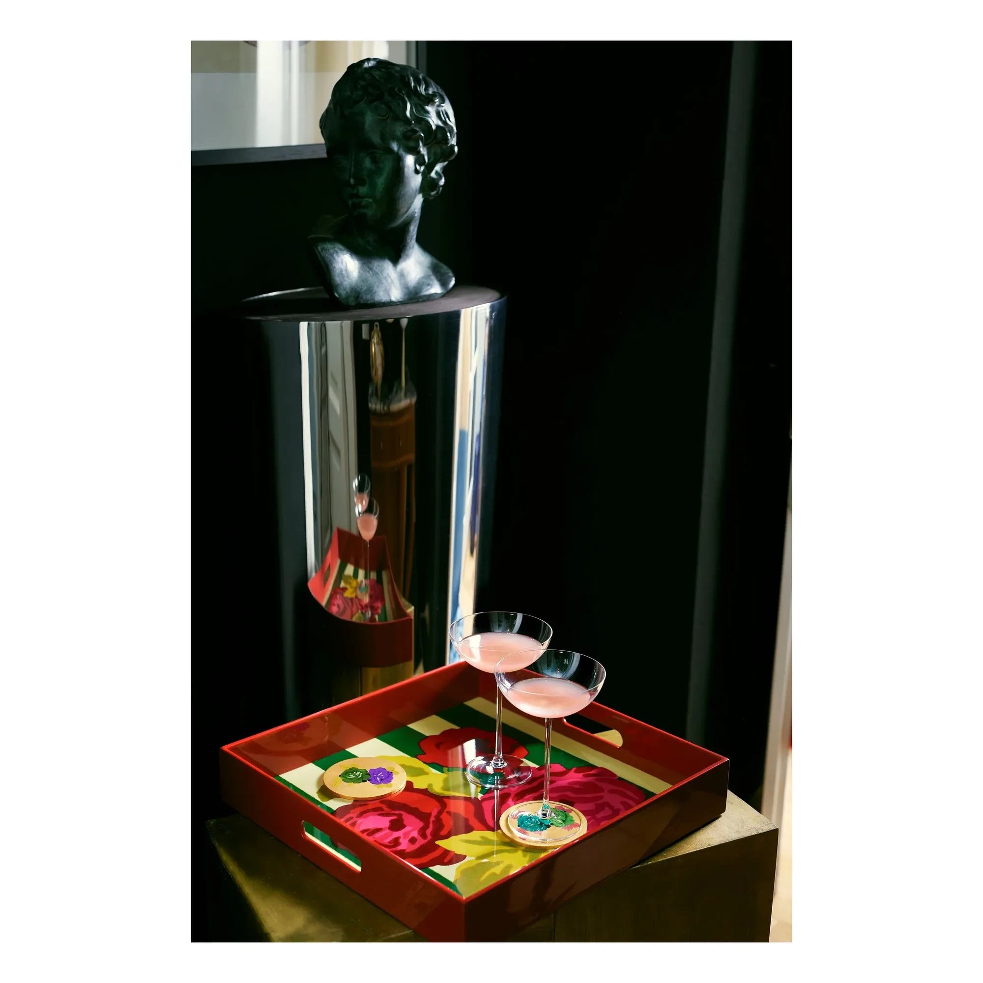 Lisa Corti - Nizam Striped Lacquered Tray | Green