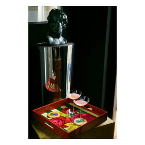 Lisa Corti - Nizam Striped Lacquered Tray | Green